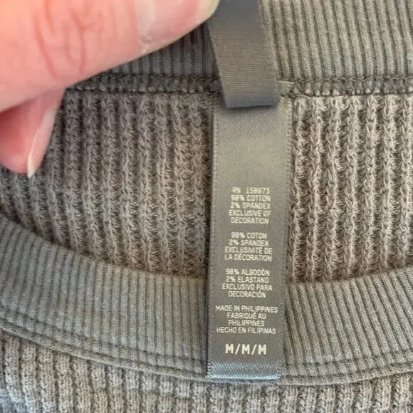 SKIMS Womens Long Sleeve Ribbed Knit Oversized Top Size M Smoke Cotton Lounge - Picture 4 of 7